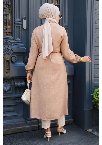 Düğmeli Camel Tesettür Tunik 645C fırsatları
