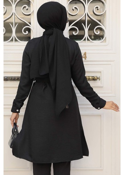 Düğmeli Siyah Tesettür Tunik 658S modelleri