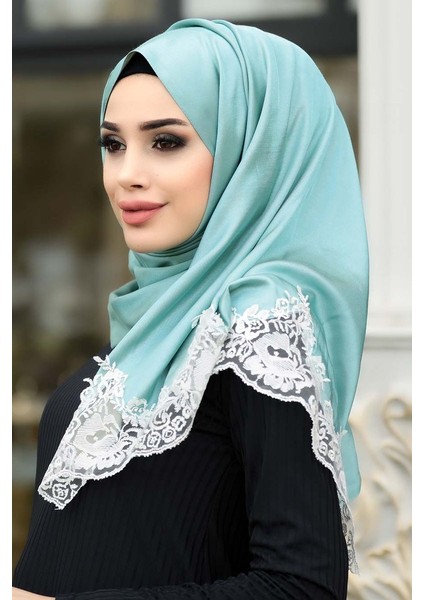 - Dantelli Ipek Görünümlü Tesettür Şal 1039