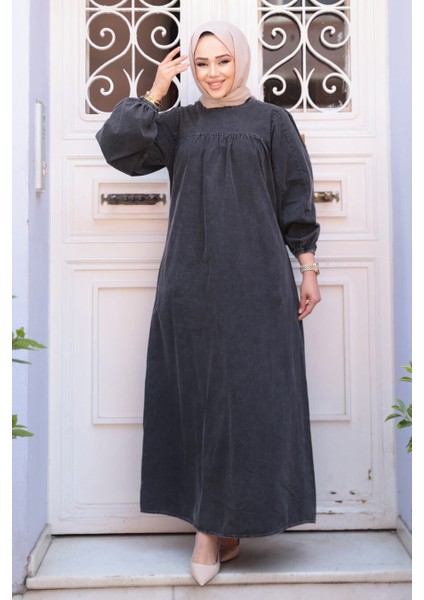 Antrasit Tesettür Kot Elbise 19148ANT