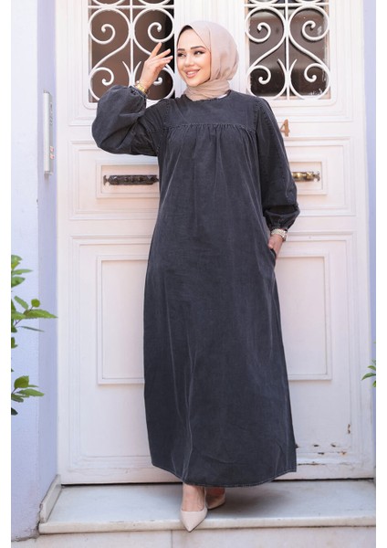 Antrasit Tesettür Kot Elbise 19148ANT fiyatları