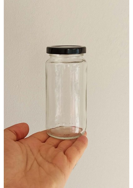 244 ml Kavanoz Metal Siyah Konserve Kapaklı 244 cc Şeffaf Uzun Cam Kavanoz 48 Adet fiyatları