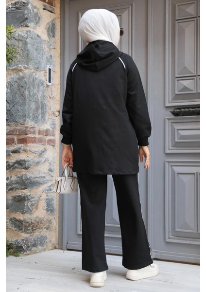 Kapşonlu Siyah Tesettür Ikili Takım 20113S fırsatları