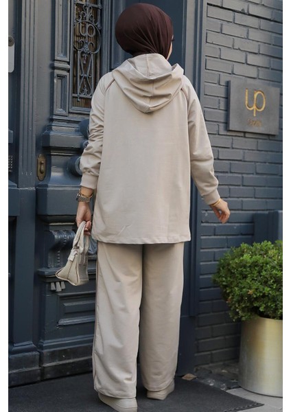 Kapşonlu Bej Tesettür Ikili Takım 20113BEJ fırsatları
