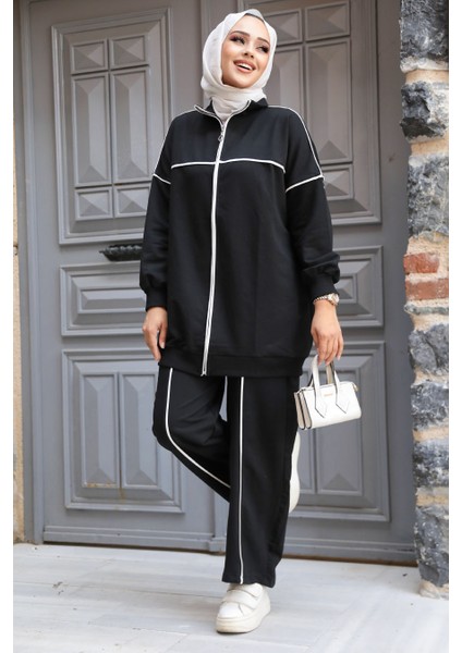 Fermuarlı Siyah Tesettür Ikili Takım 20105S