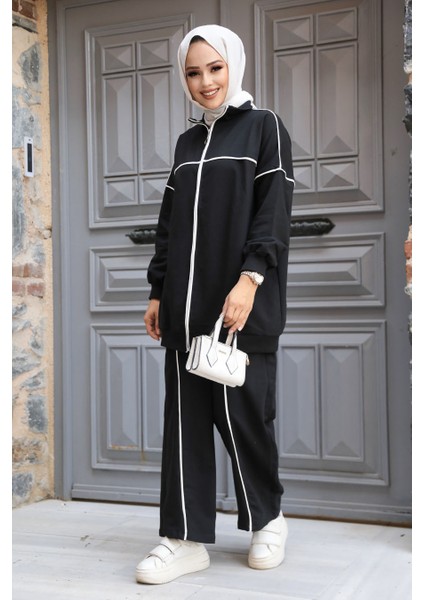 Fermuarlı Siyah Tesettür Ikili Takım 20105S fiyatları