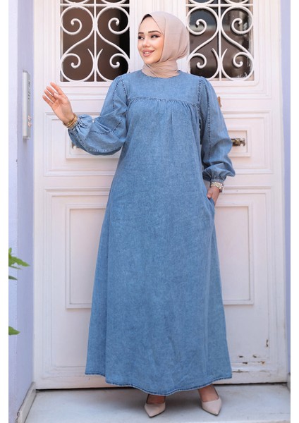 Mavi Tesettür Kot Elbise 19148M fırsatları