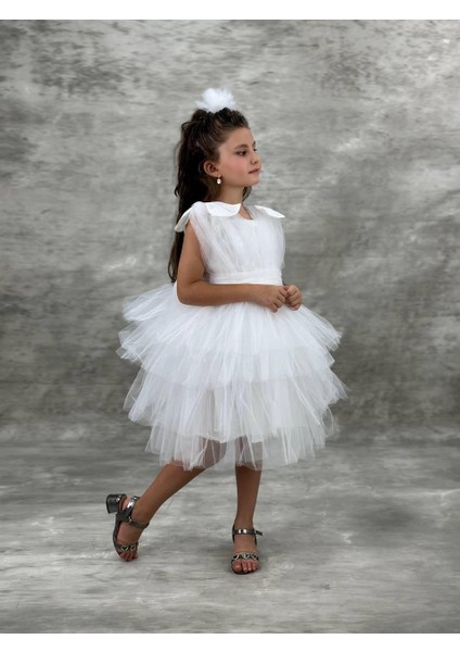 Kız Çocuk Abiye Elbise Kat Kat Tokalı Elbise fiyatları
