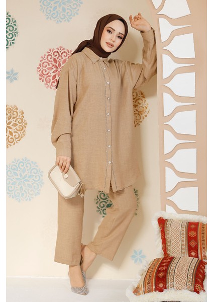 Düğmeli Bisküvi Tesettür Ikili Takım 28141BS fiyatları