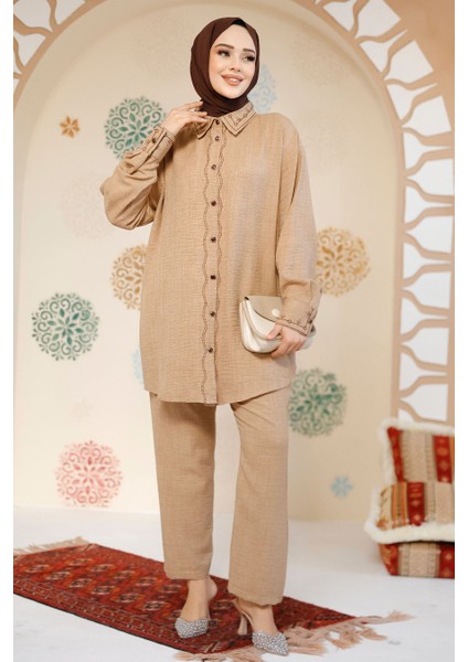 Nakış Işlemeli Bisküvi Tesettür Ikili Takım 28501BS fiyatları