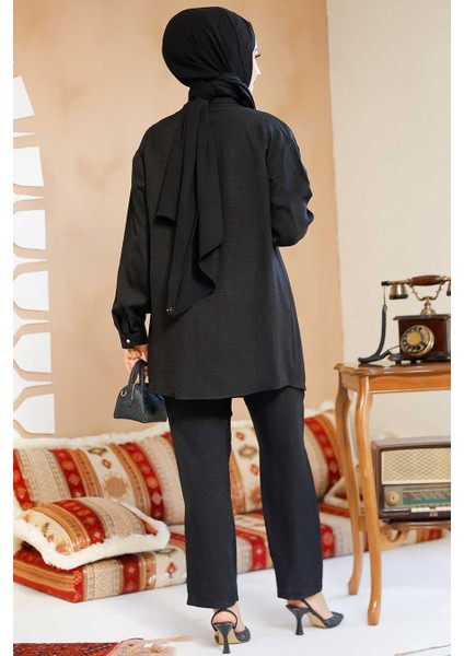 Boncuk Detaylı Siyah Tesettür Ikili Takım 28131S fırsatları