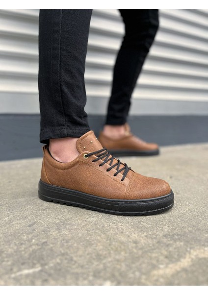 JY152 Cool Bağcıklı Cilt Erkek Günlük Spor Klasik Ayakkabı Cst - Taba