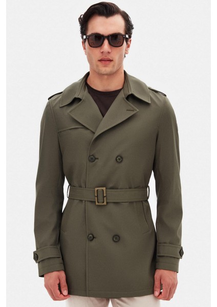 Ds Damat Regular Fit Koyu Haki Apoletli Beli Kemerli Pardösü/trenckot 1HF08ORT00013