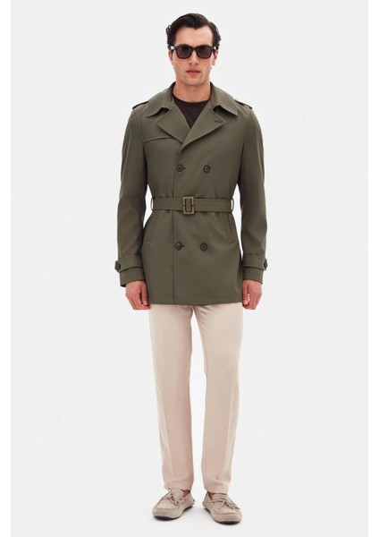 Ds Damat Regular Fit Koyu Haki Apoletli Beli Kemerli Pardösü/trenckot 1HF08ORT00013 fiyatları