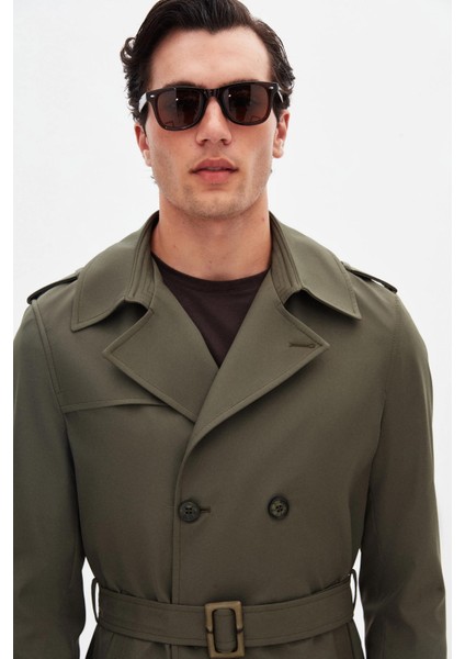 Ds Damat Regular Fit Koyu Haki Apoletli Beli Kemerli Pardösü/trenckot 1HF08ORT00013 fırsatları
