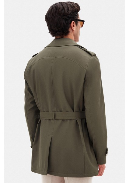 Ds Damat Regular Fit Koyu Haki Apoletli Beli Kemerli Pardösü/trenckot 1HF08ORT00013
