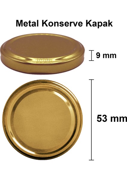 244 ml Kavanoz Metal Gold Konserve Kapaklı 244 cc Şeffaf Uzun Cam Kavanoz 6 Adet fırsatları