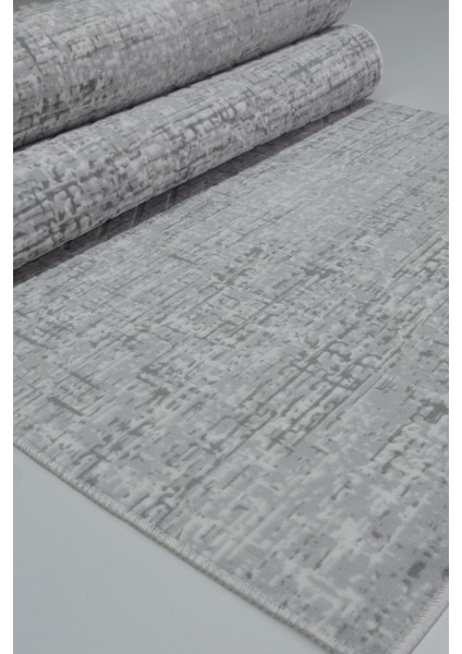 Kaymaz Tabanlı Kesme Kabartmalı Salon Koridor Mutfak HALISI5002G Gri