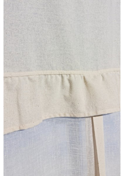 Naturel Potlu Tül Perde Retro Krem Fırfırlı fiyatları