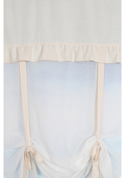 Naturel Potlu Tül Perde Retro Krem Fırfırlı modelleri