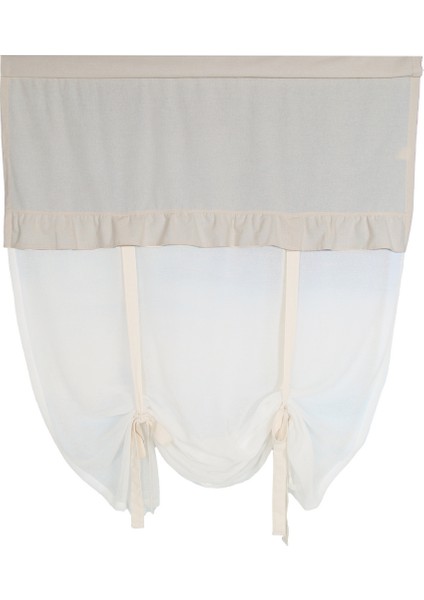 Naturel Potlu Tül Perde Retro Krem Fırfırlı fırsatları