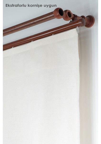 Naturel Potlu Tül Perde Retro Krem Fırfırlı indirimleri