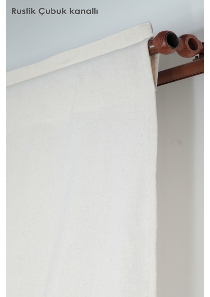 Naturel Potlu Tül Perde Retro Krem Fırfırlı