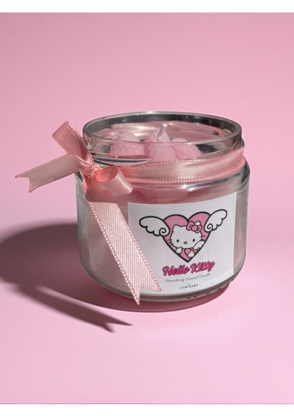 Hello Kitty Coquette Çilek Kokulu Dekoratif Kavanoz Mum