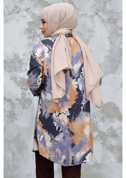 Desenli Camel Tesettür Tunik 11724C modelleri