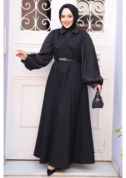 Siyah Tesettür Jile Elbise 30284S fiyatları