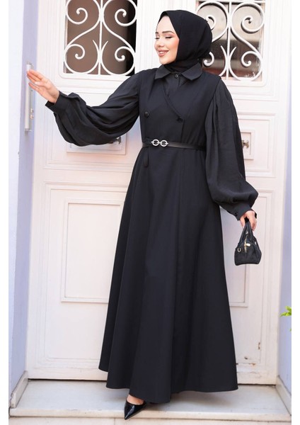 Siyah Tesettür Jile Elbise 30284S modelleri