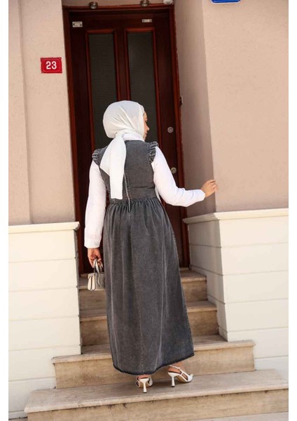 Kot Antrasit Tesettür Jile Elbise 19134ANT modelleri