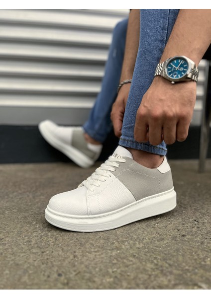 JY151 Boost Bağcıklı Cilt Süet Erkek Günlük Sneaker Ayakkabı Csbt - Beyaz/gri modelleri