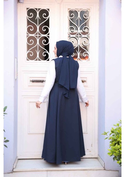 Lacivert Tesettür Jile Elbise 30284L fırsatları