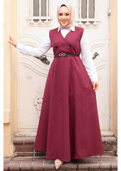 Jile Elbise Bordo Tesettür Ikili Takım 30284BR
