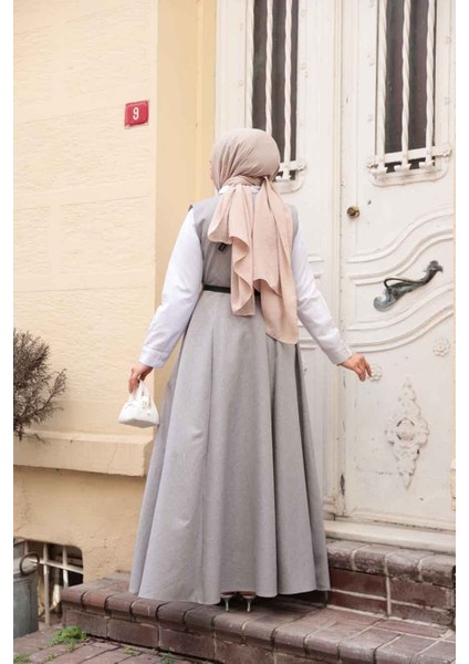 Gri Tesettür Jile Elbise 30284GR fırsatları