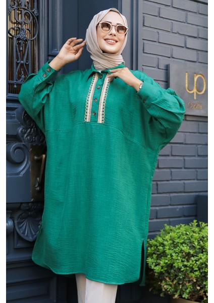 Düğmeli Yeşil Tesettür Tunik 663Y fiyatları