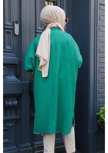 Düğmeli Yeşil Tesettür Tunik 663Y modelleri
