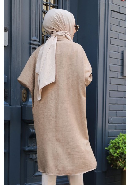 Düğmeli Camel Tesettür Tunik 663C fırsatları