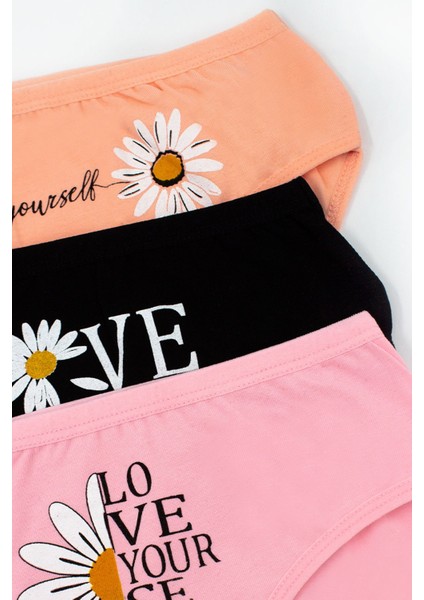 Kız Çocuk Külot 3'lü Baskılı (%96 Pamuk - %4 Elastan)