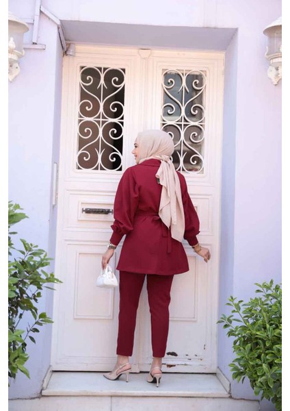Ceketli Bordo Tesettür Ikili Takım 61851BR fırsatları
