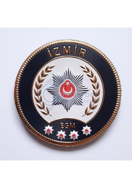 Izmir Polis Arması 3d, 2025 Yeni Tip, Cırtlı, Standart Ölçü,