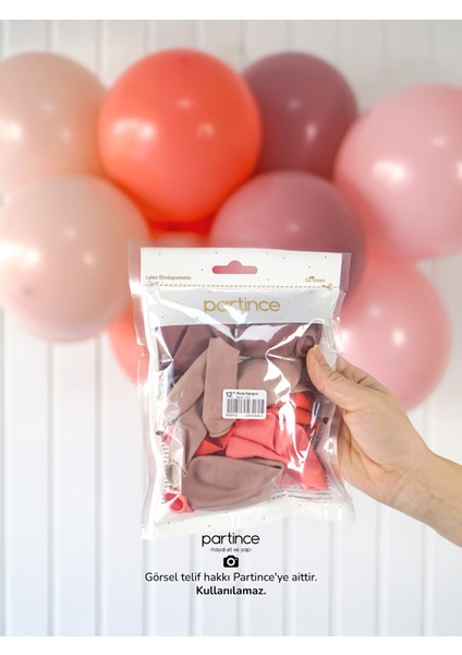 12 Adet Standart Boy 12'' Rose Karışım Balon