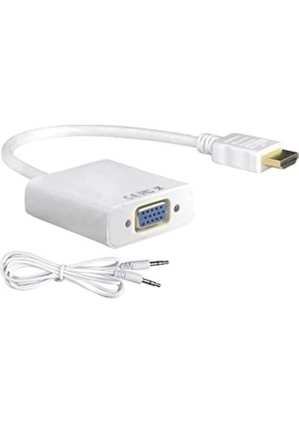 HDMI To VGA Dönüştürücü Kablo Ses Destekli Adaptör Çevirici Ps3 Kulaklık Monitör Tv LED Uydu 4548 modelleri