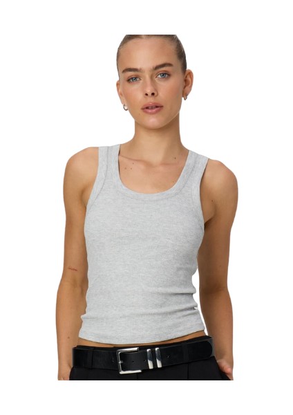 Kadın Fitilli Görünümlü Kalın Askılı Basic Atlet Body %90 Pamuk %10 Likra