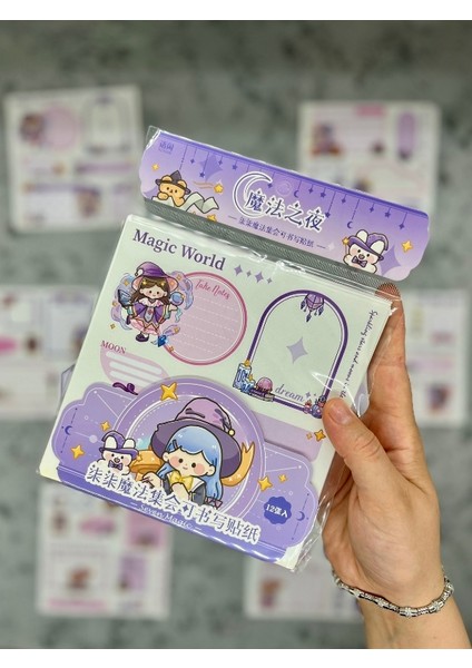 Seven Magic 12 Yaprak 90 Adet Mor Post-It ve Sticker Seti / Yapışkanlı Kağıt / Post-It / Çıkartma / Etiket