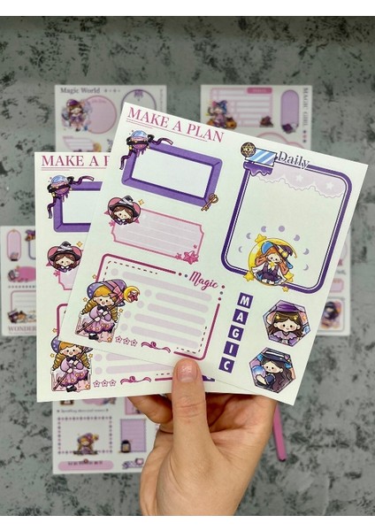 Seven Magic 12 Yaprak 90 Adet Mor Post-It ve Sticker Seti / Yapışkanlı Kağıt / Post-It / Çıkartma / Etiket fiyatları