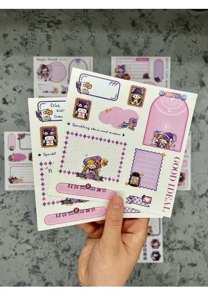 Seven Magic 12 Yaprak 90 Adet Mor Post-It ve Sticker Seti / Yapışkanlı Kağıt / Post-It / Çıkartma / Etiket modelleri