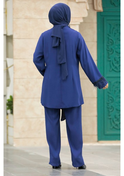 Tüy Detaylı Indigo Mavisi Tesettür Ikili Takım 40025IM fırsatları