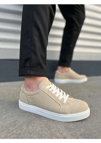 JY165 Elite Bağcıklı Süet Erkek Günlük Sneaker Ayakkabı Sbt - Krem